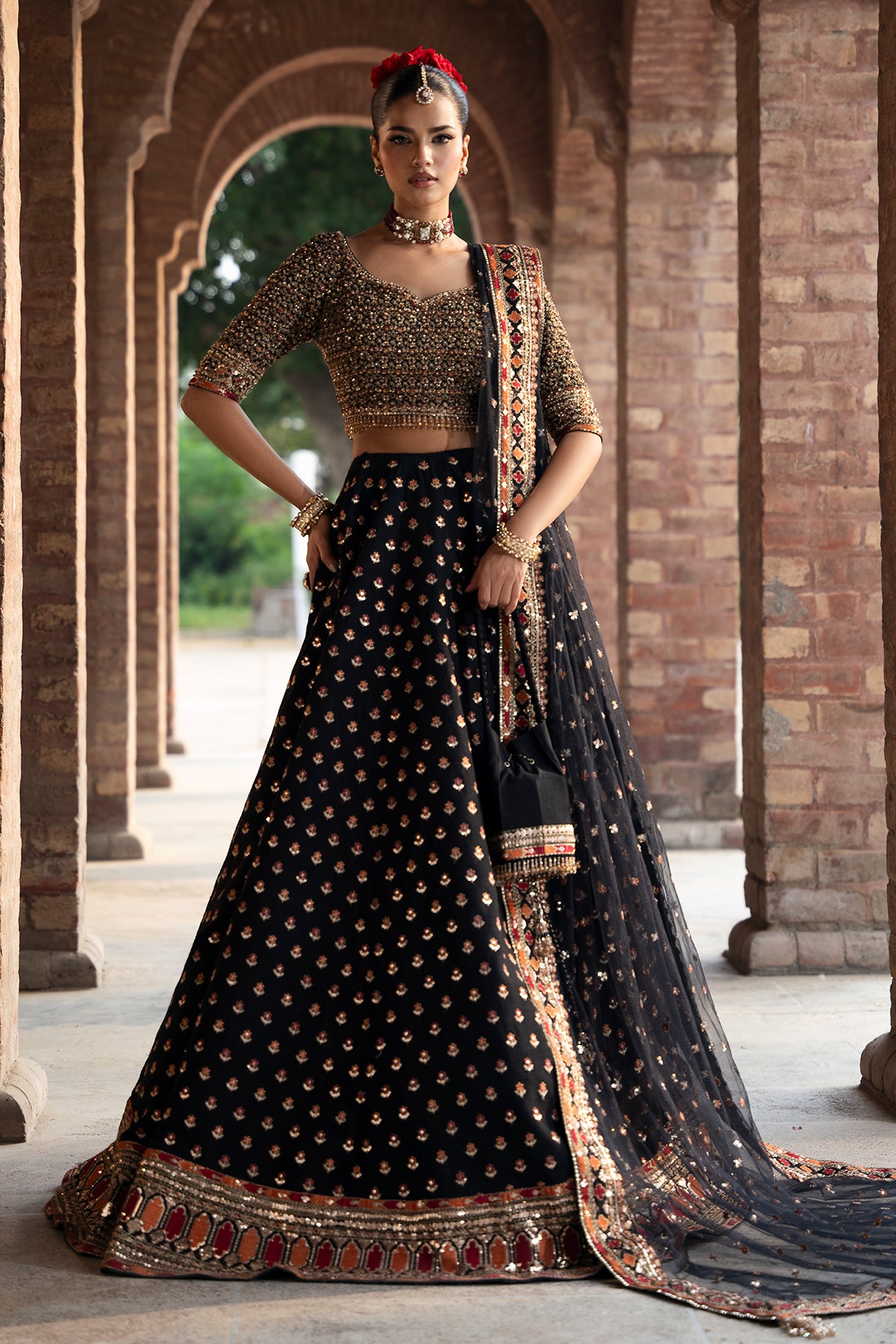 Mina Kashif Fizza black lehenga choli