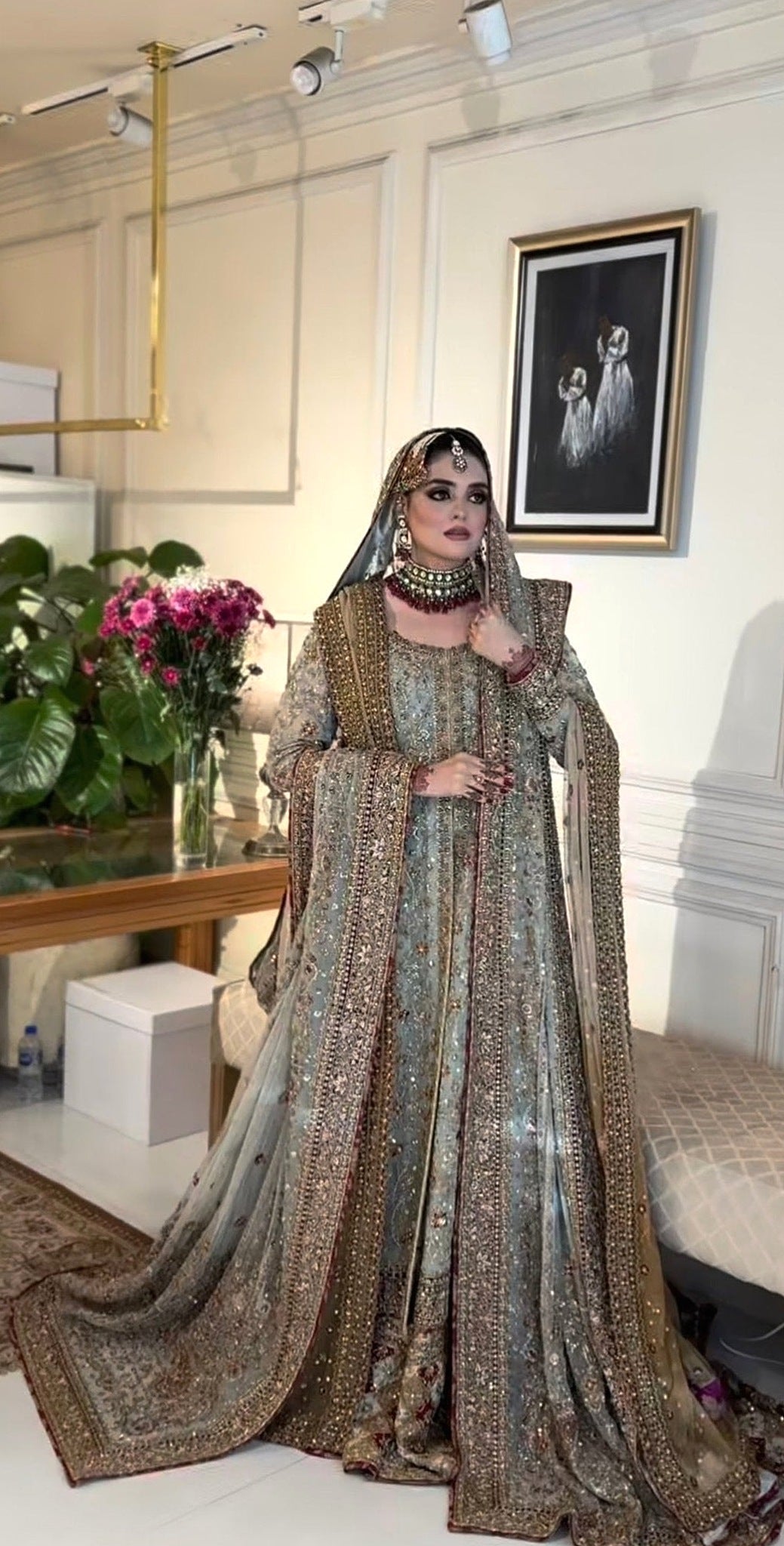 Haris Shakeel – Maharani Light Cinderella Blue — full outfit view