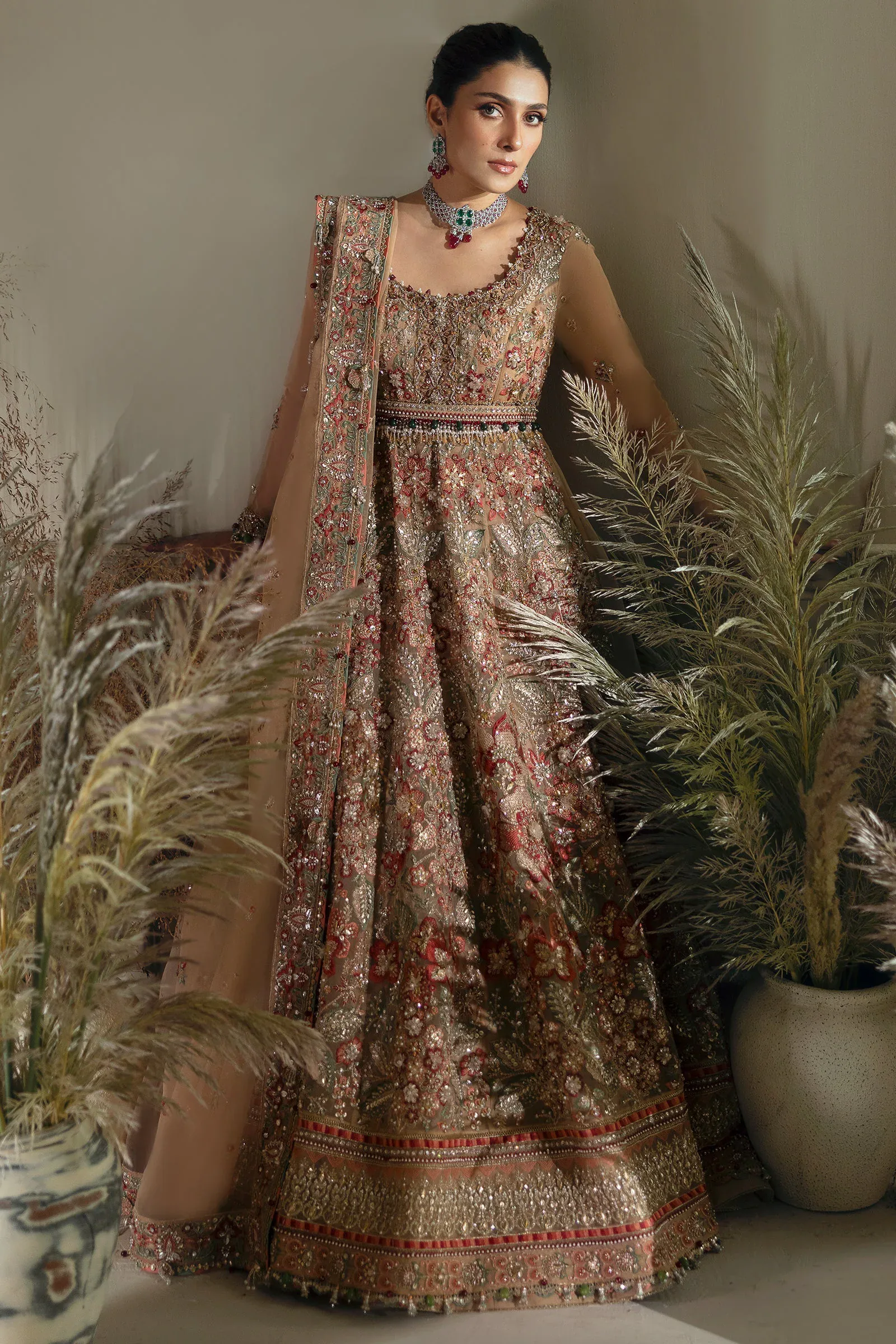 Élan – Maharani Style beige and gold panelled wedding maxi