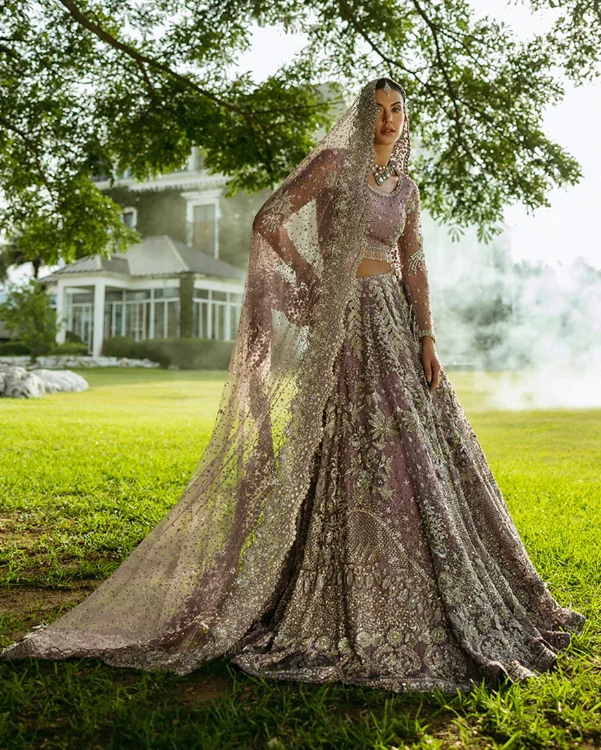 Mushq – Mirabelle purple net bridal lehenga choli