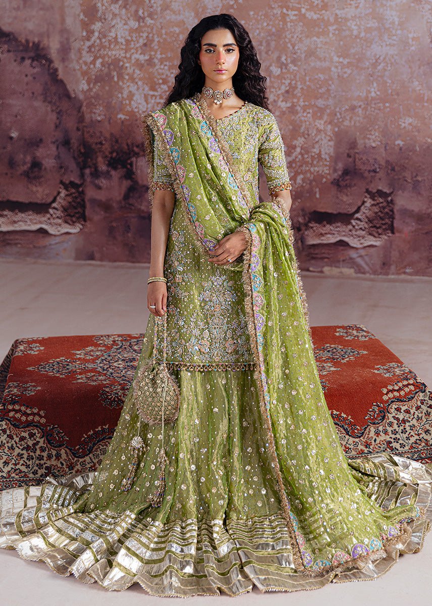 Sara Rohale Asghar Shadan green wedding dress