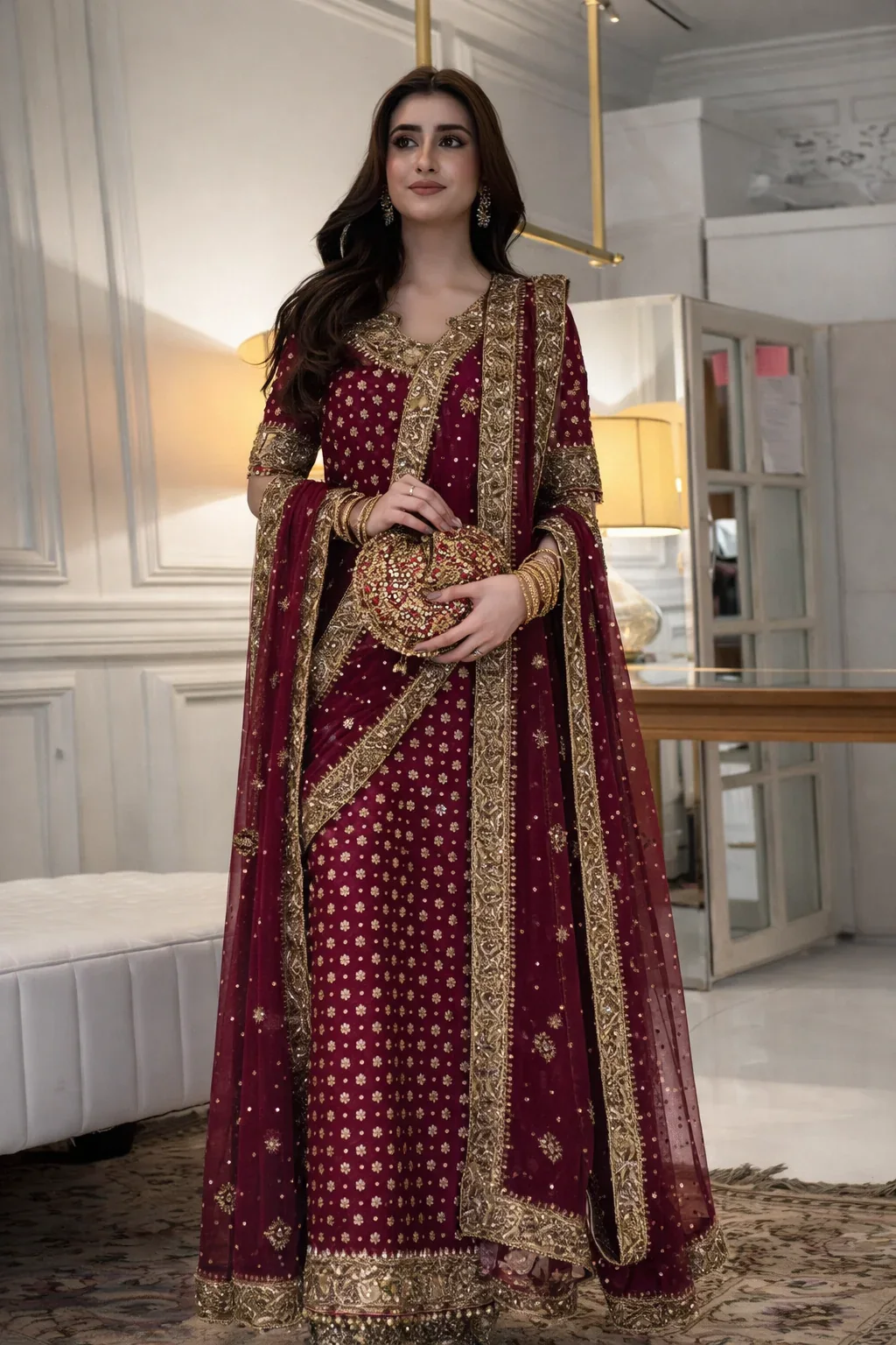 Berry Red Adda Work Suit - full outfit view