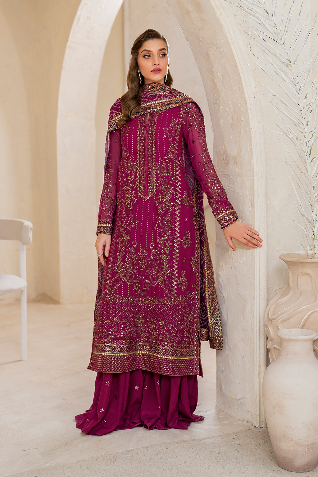 CC-45 Embroidered Chiffon full-length primary view