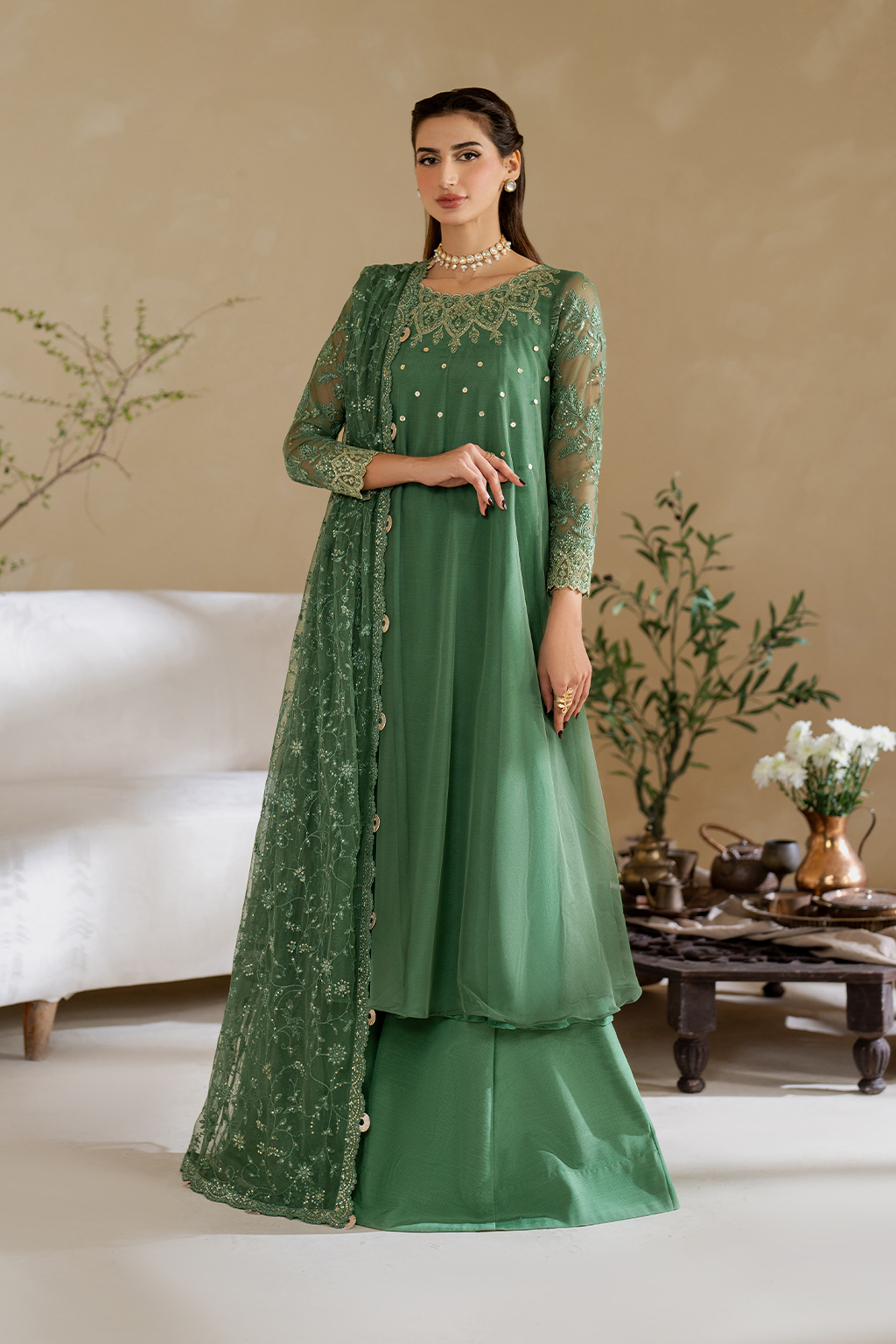 CC-53 Embroidered Chiffon full-length primary view