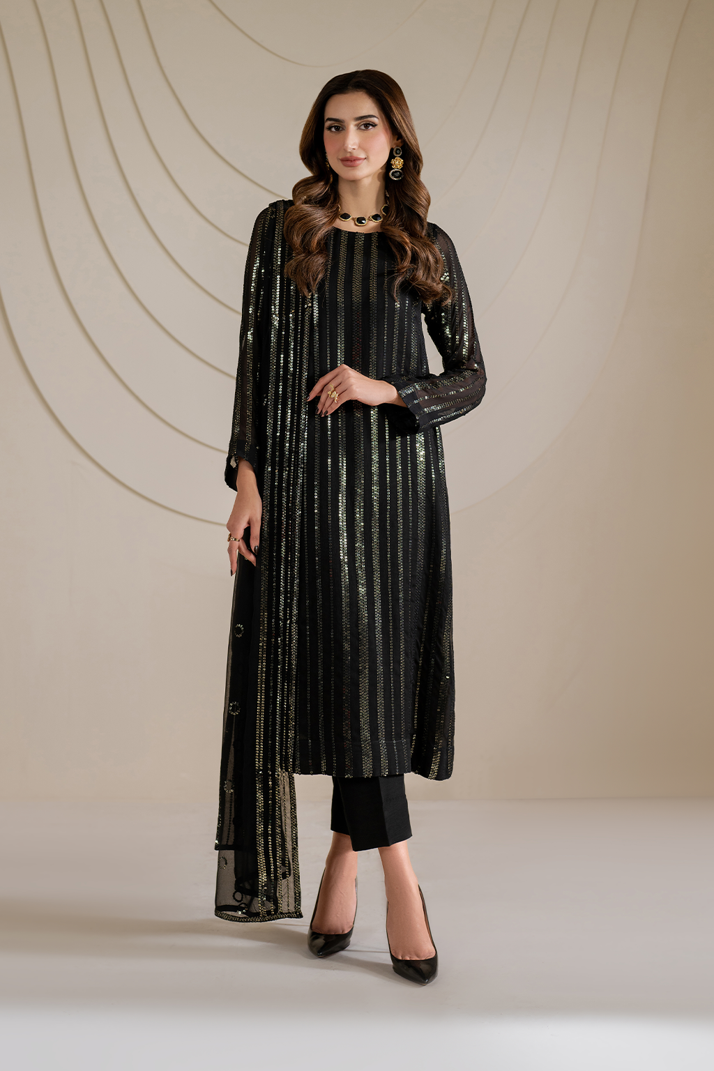 CC-59 Embroidered Chiffon full-length primary view