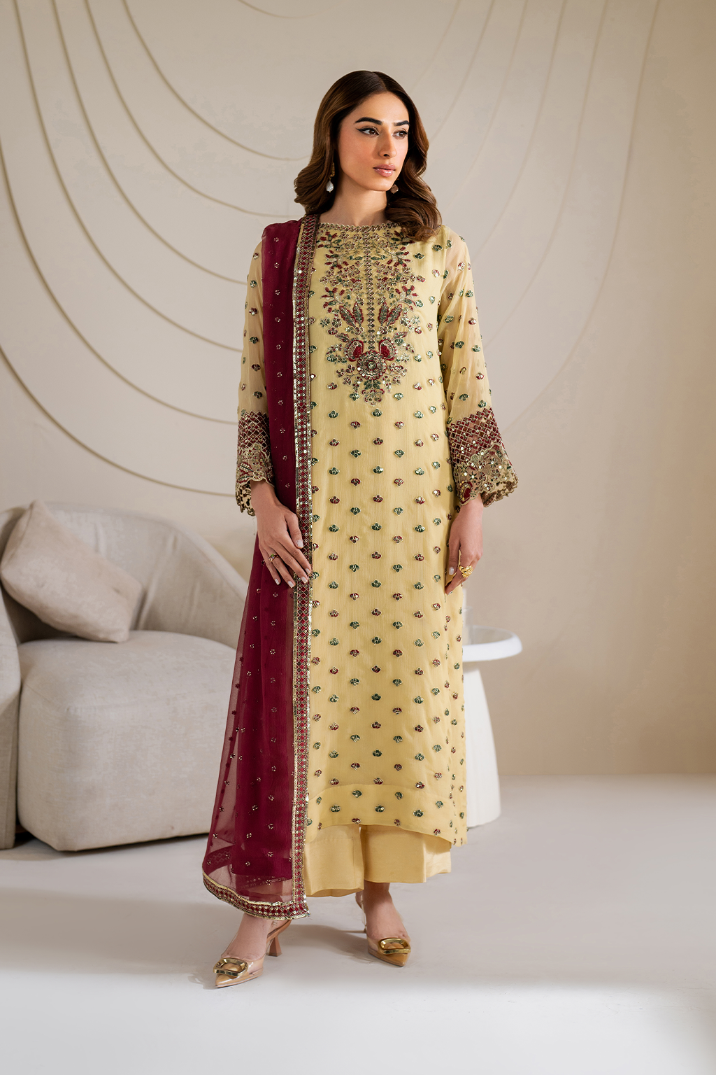 CC-61 Embroidered Chiffon full-length primary view