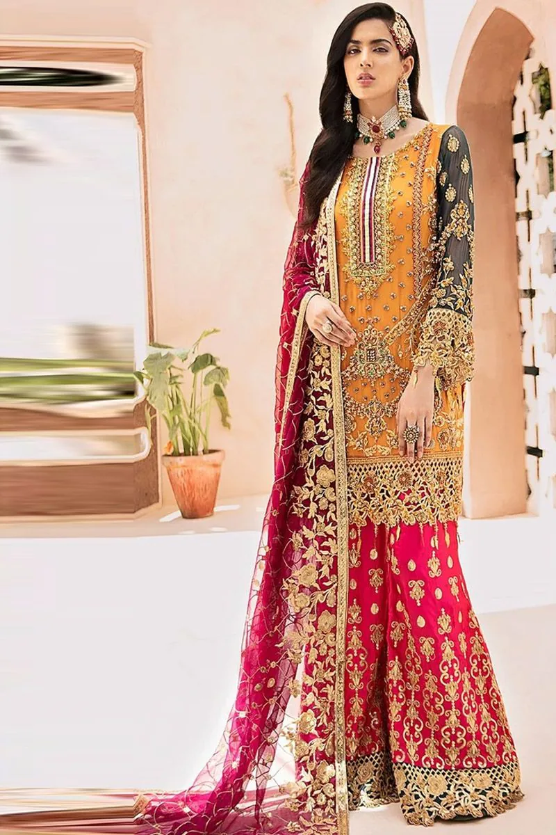 Eman Adeel – Orange Kameez and Trouser – full outfit view