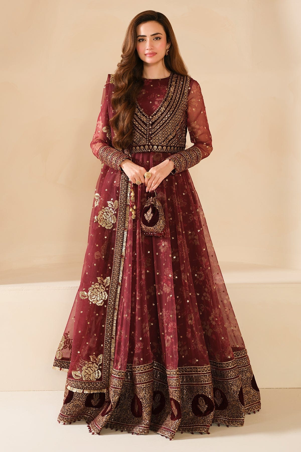 Embroidered Velvet Formal VF-2033 full-length primary view