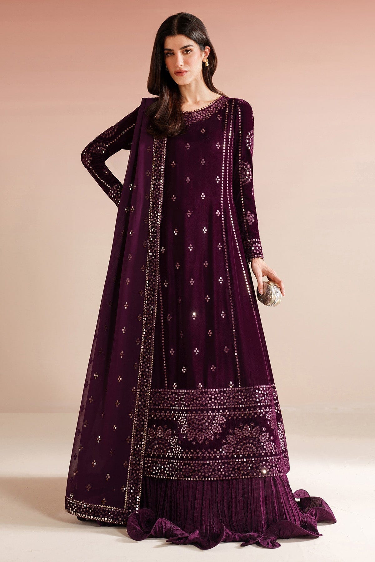Embroidered Velvet Formal VVF D-4 full-length primary view