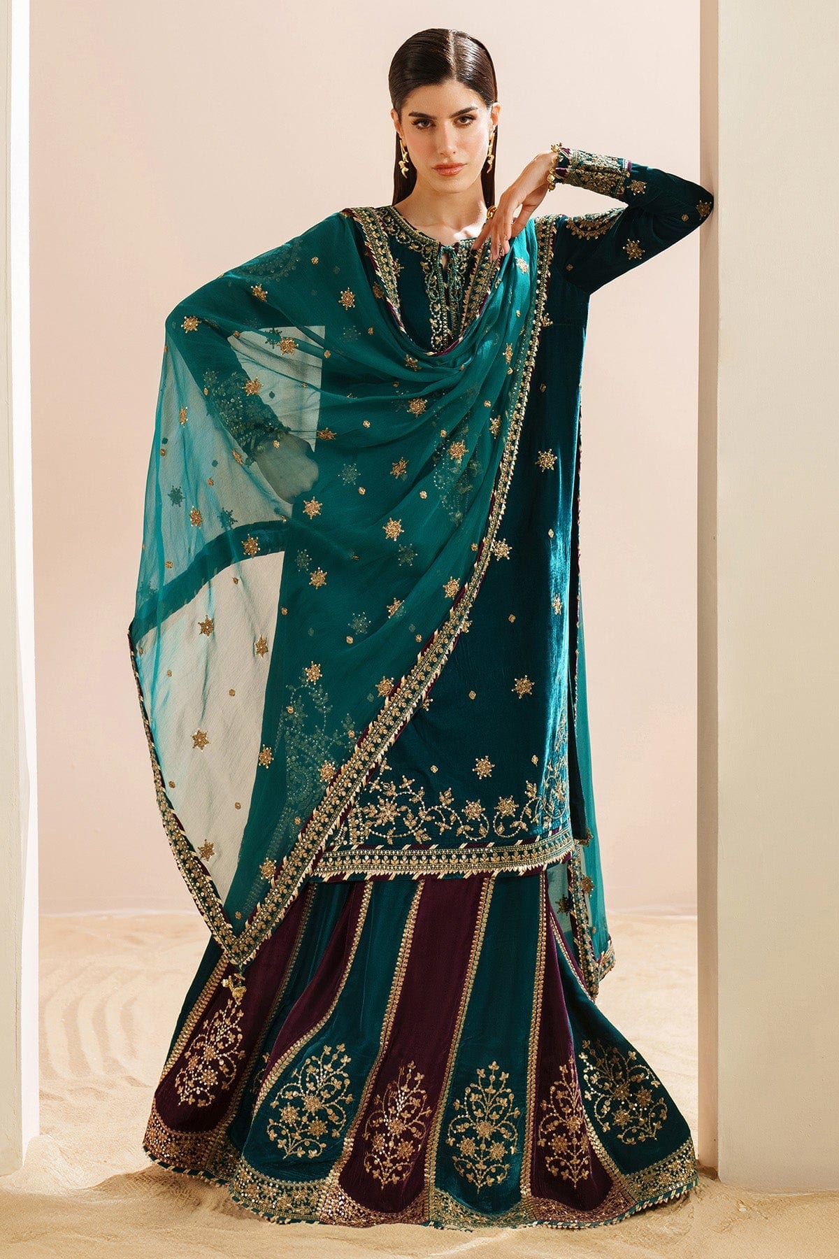 Embroidered Velvet Formal VVF D-8 full-length primary view