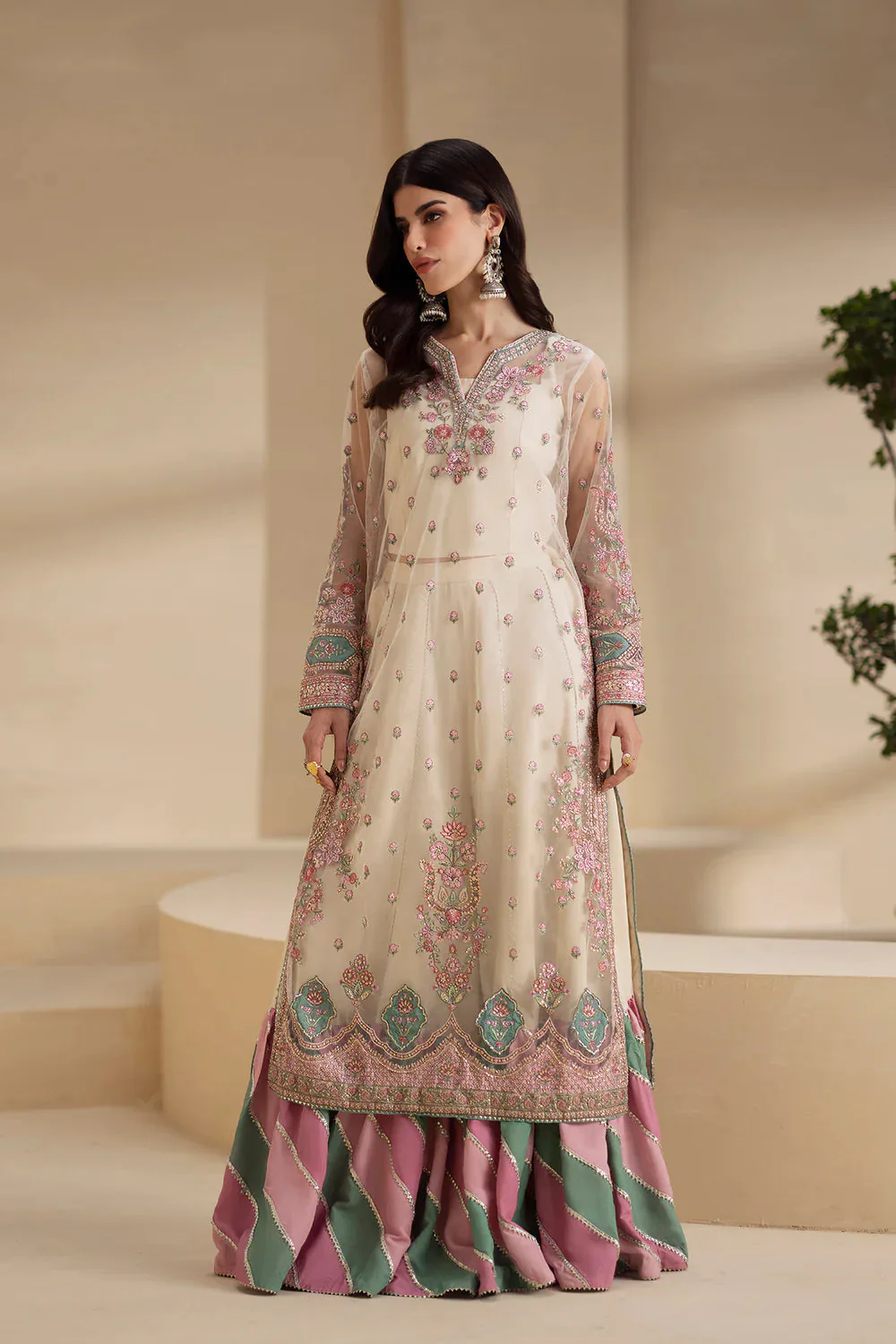 ETHNC 3-Piece Embroidered Suit in Coconut Milk – full outfit view
