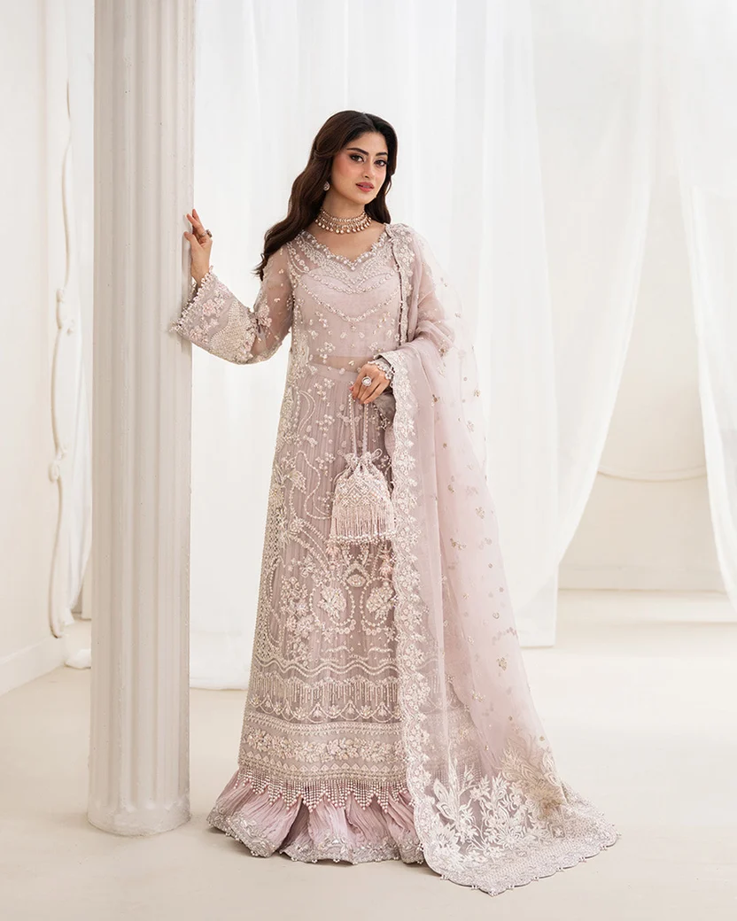 Faiza Saqlain – Ela Dusty Rose full front model view