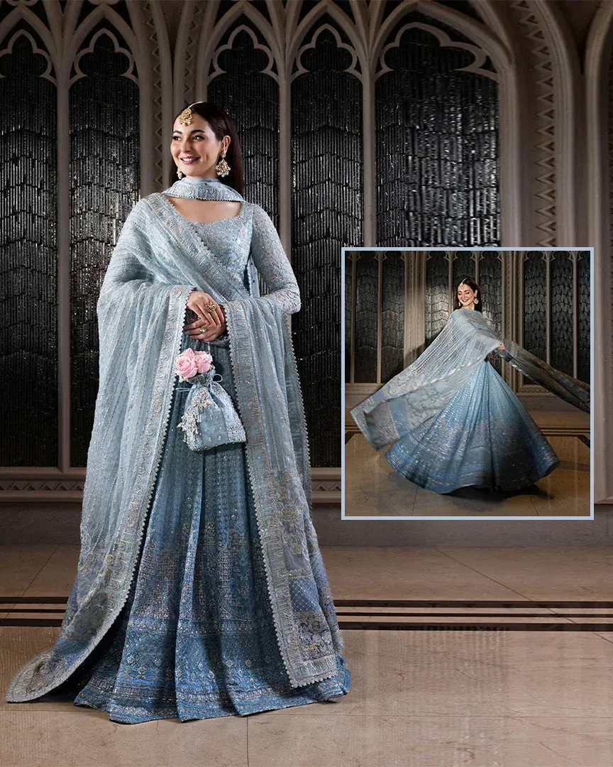 Faiza Saqlain - Two Tone Blue Maxi — full outfit view
