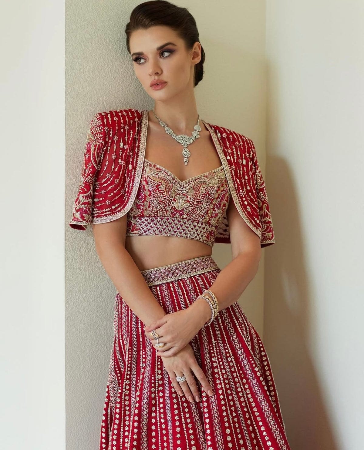 Faraz Manan - Red Bridal Couture full-length primary view