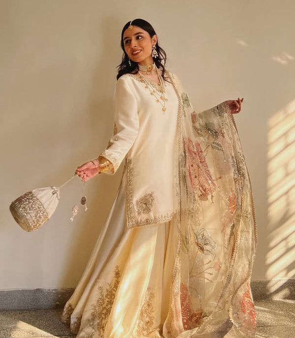 Handmade Sharara - Ivory full-length primary view
