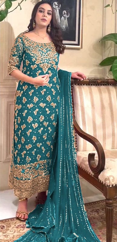 Haris Shakeel Brides - sea green full-length primary view