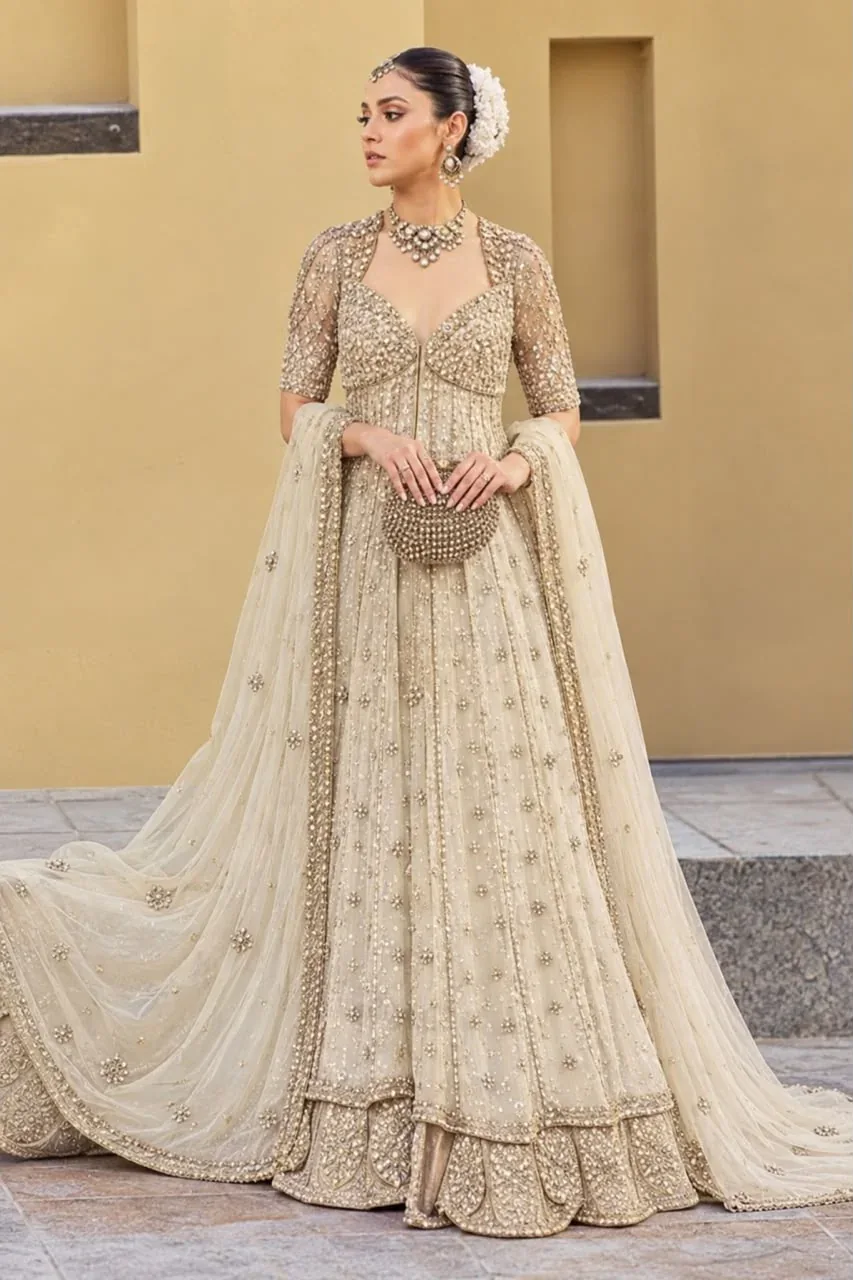 Haris Shakeel - Khansa Style (White) - full outfit view
