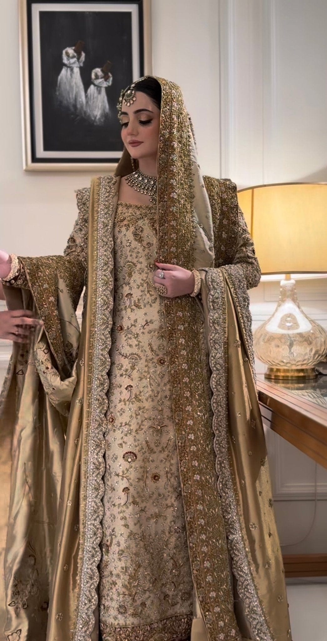 Haris Shakeel – Maharani (Ivory Gold) full-length primary view
