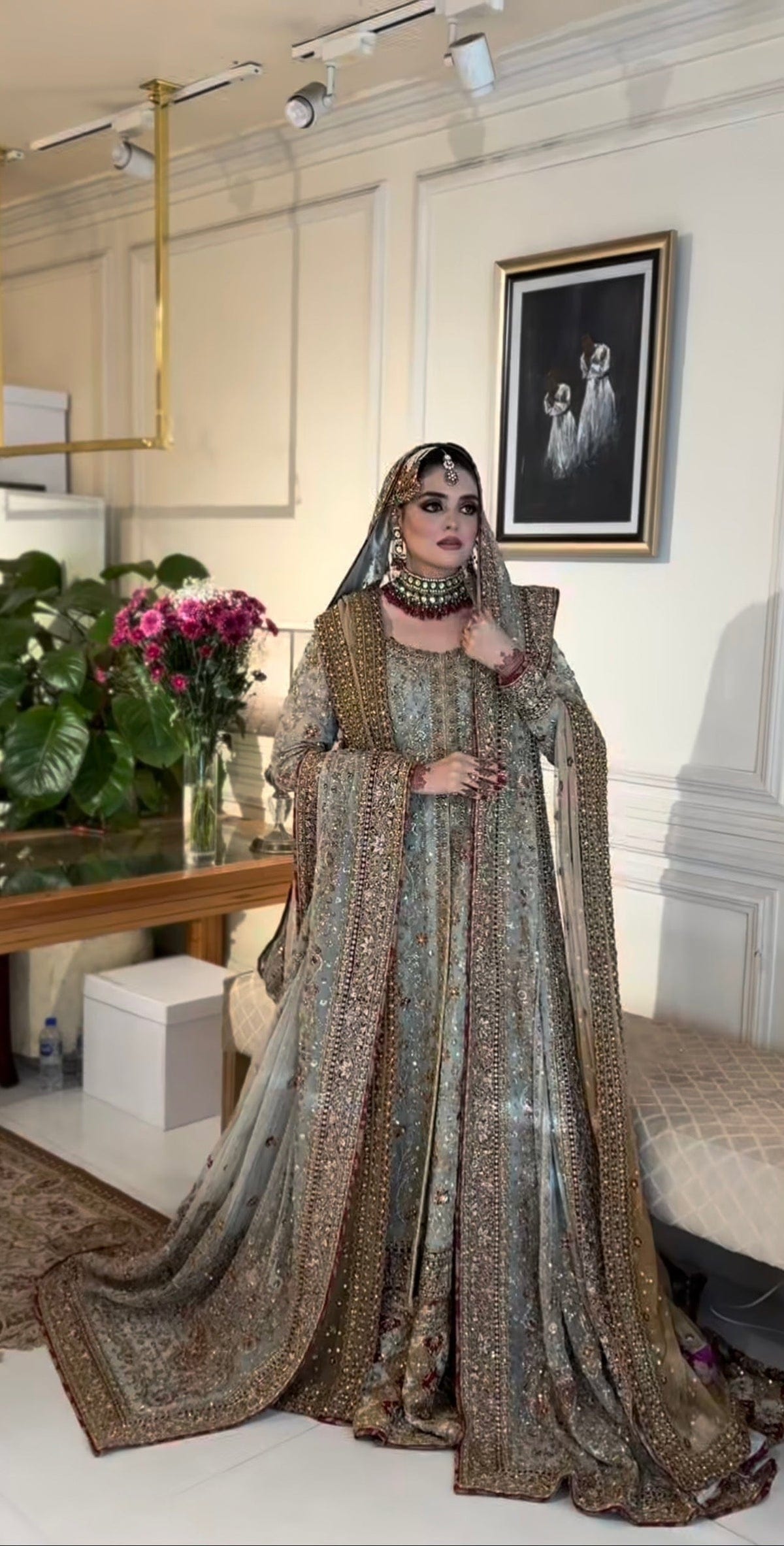 Haris Shakeel - Maharani (Light Cinderella Blue) full-length primary view