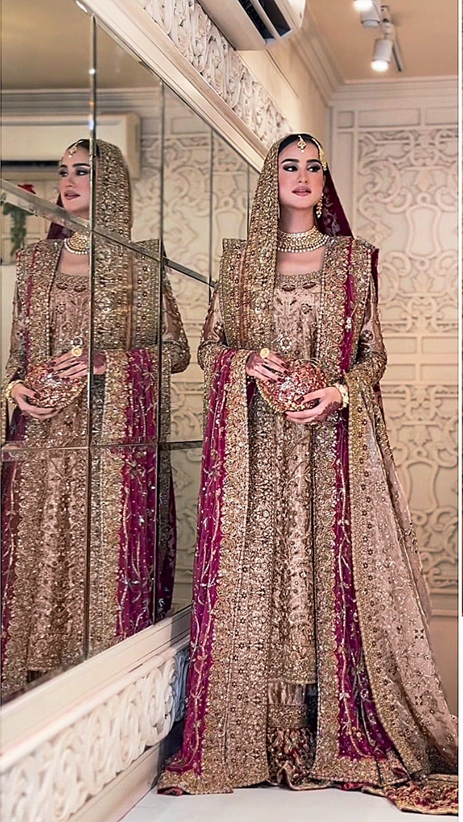 Haris Shakeel pink champagne full-length primary view