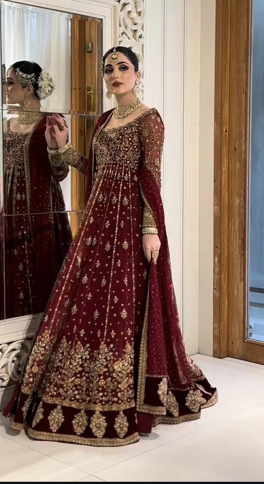 Haris Shakeel Shifa Maroon full-length primary view