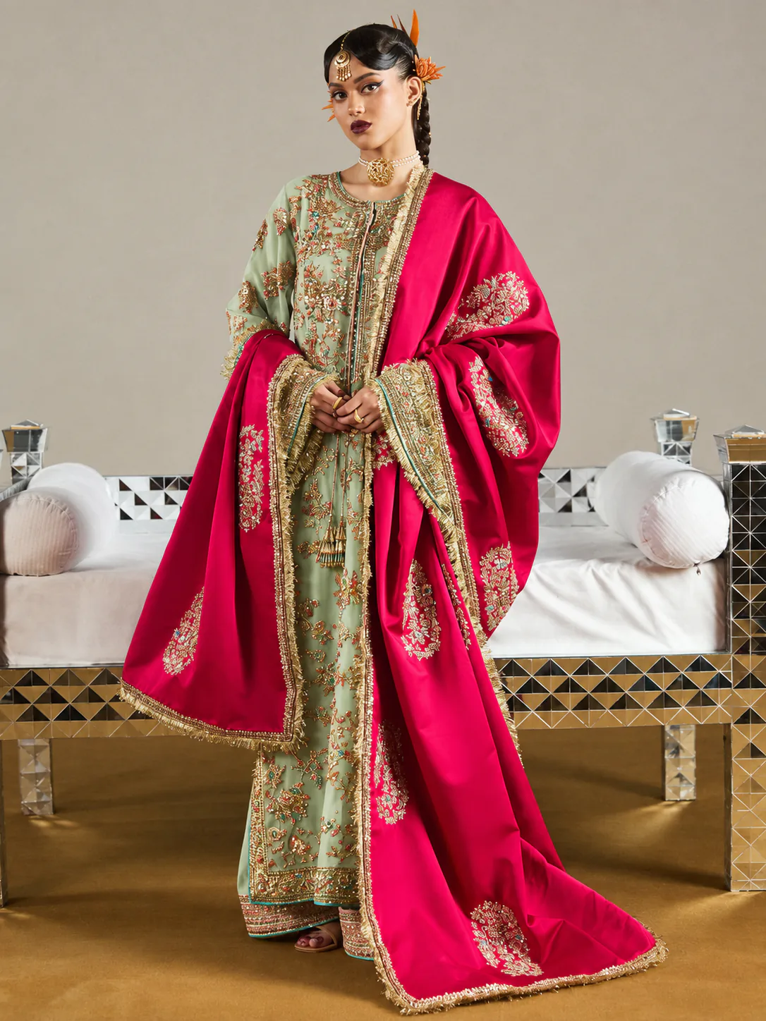 Hussain Rehar – Ruphali (Mint Green) – full outfit view