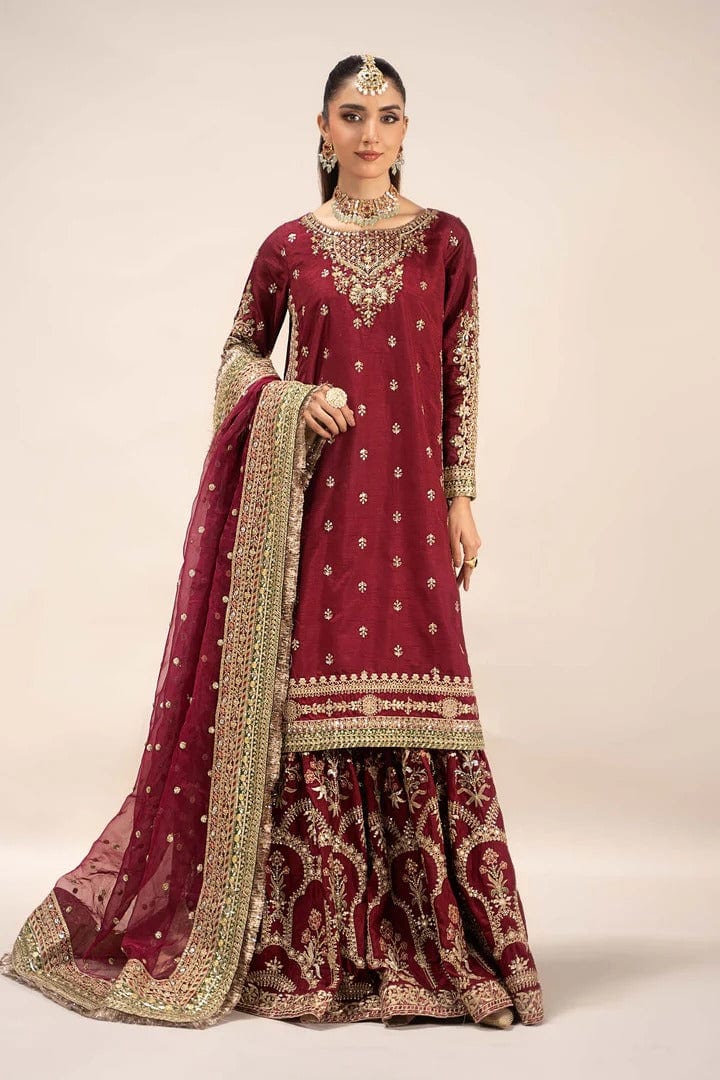 Maria B asmia maroon full-length primary view