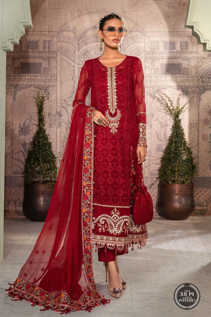 Maria b Chiffon - MPC-22-201-Ruby Red full-length primary view