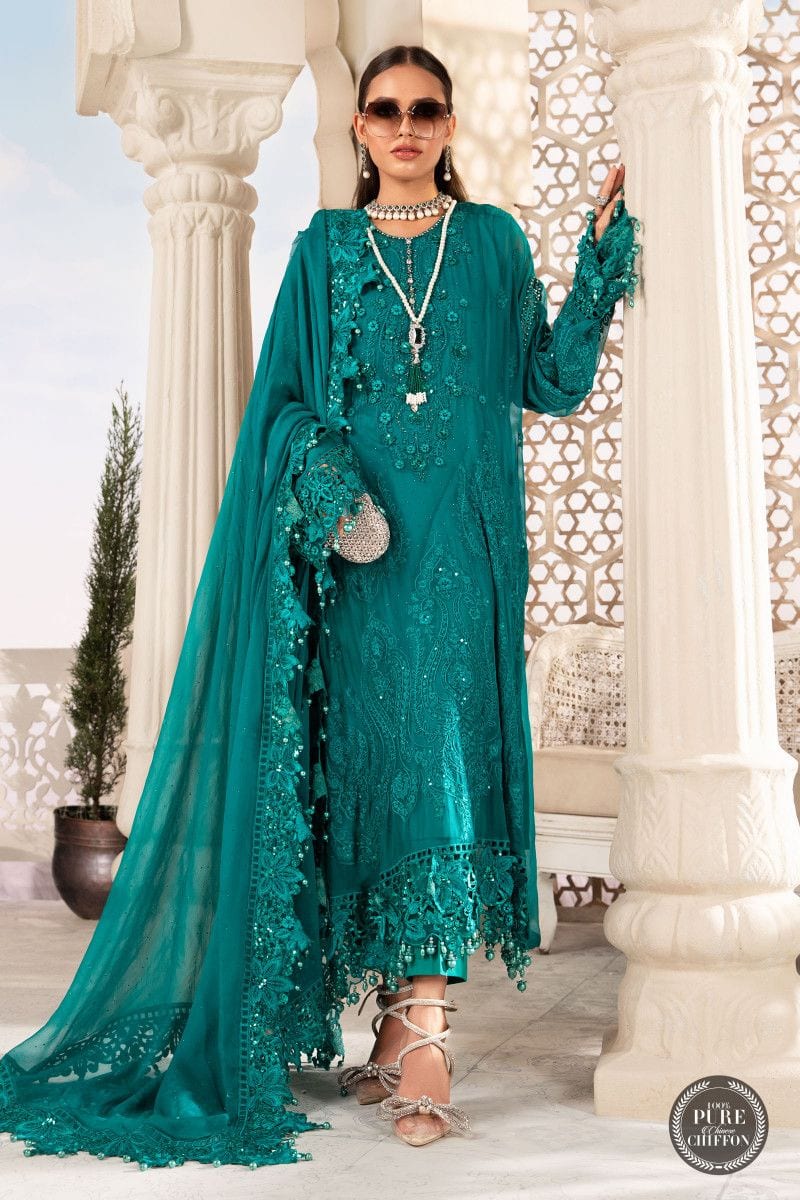 Maria b Chiffon - MPC-22-203-Deep and Sea Green full-length primary view