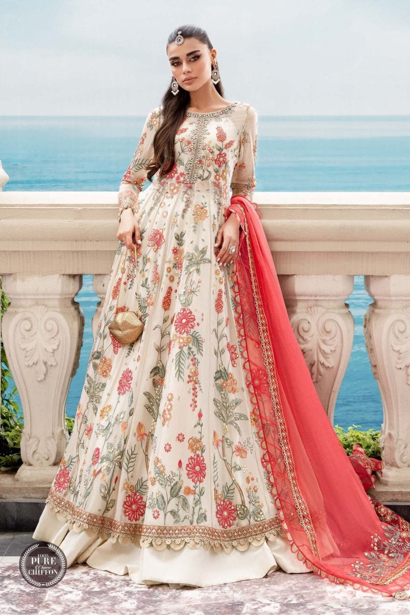 Maria B Chiffon MPC-23-106 Cloud White full-length primary view