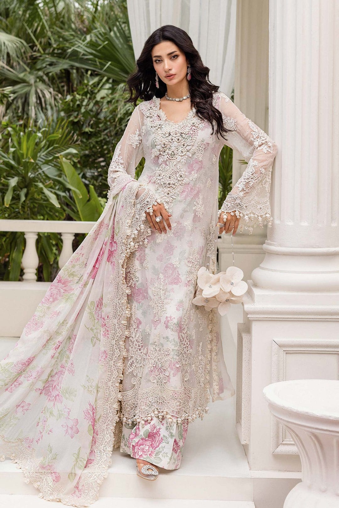 Maria B Chiffons (Off White Rose) full-length primary view