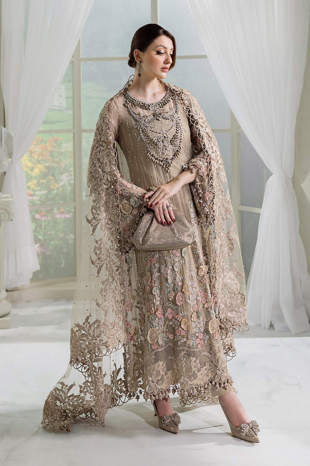Maria B Chiffons (Beige) full-length primary view