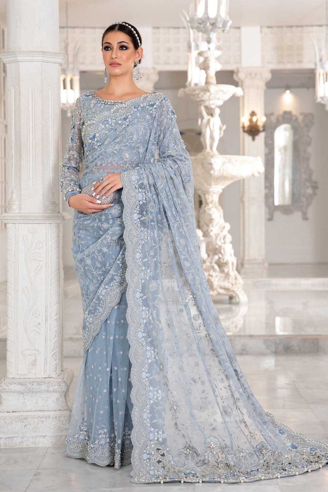 Maria B. Couture Ice Blue full-length primary view