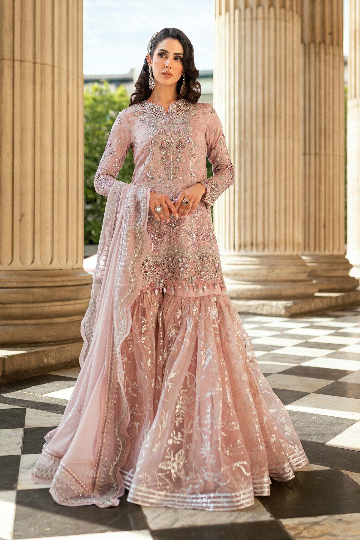 Maria B - Gharara Nude Pink full-length primary view