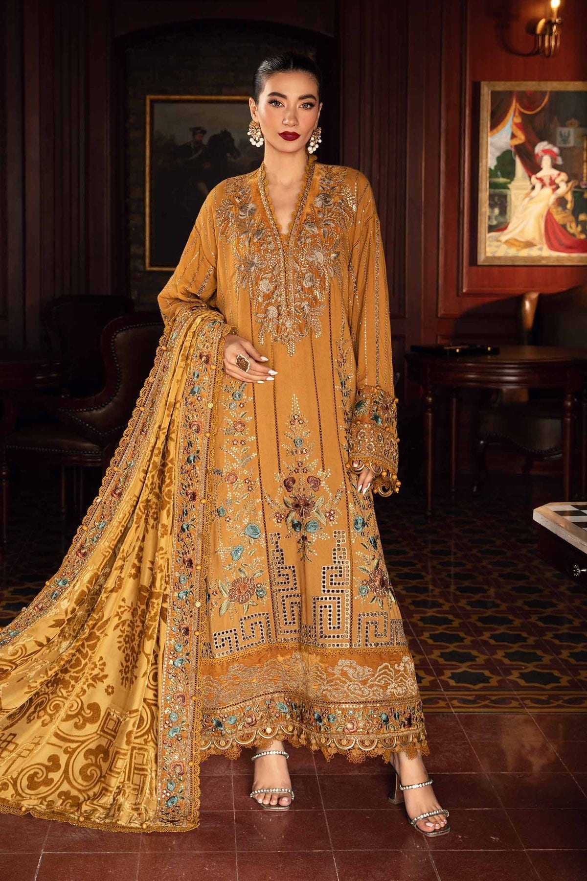 Maria b marina luxe (DL-1210) mustard full-length primary view