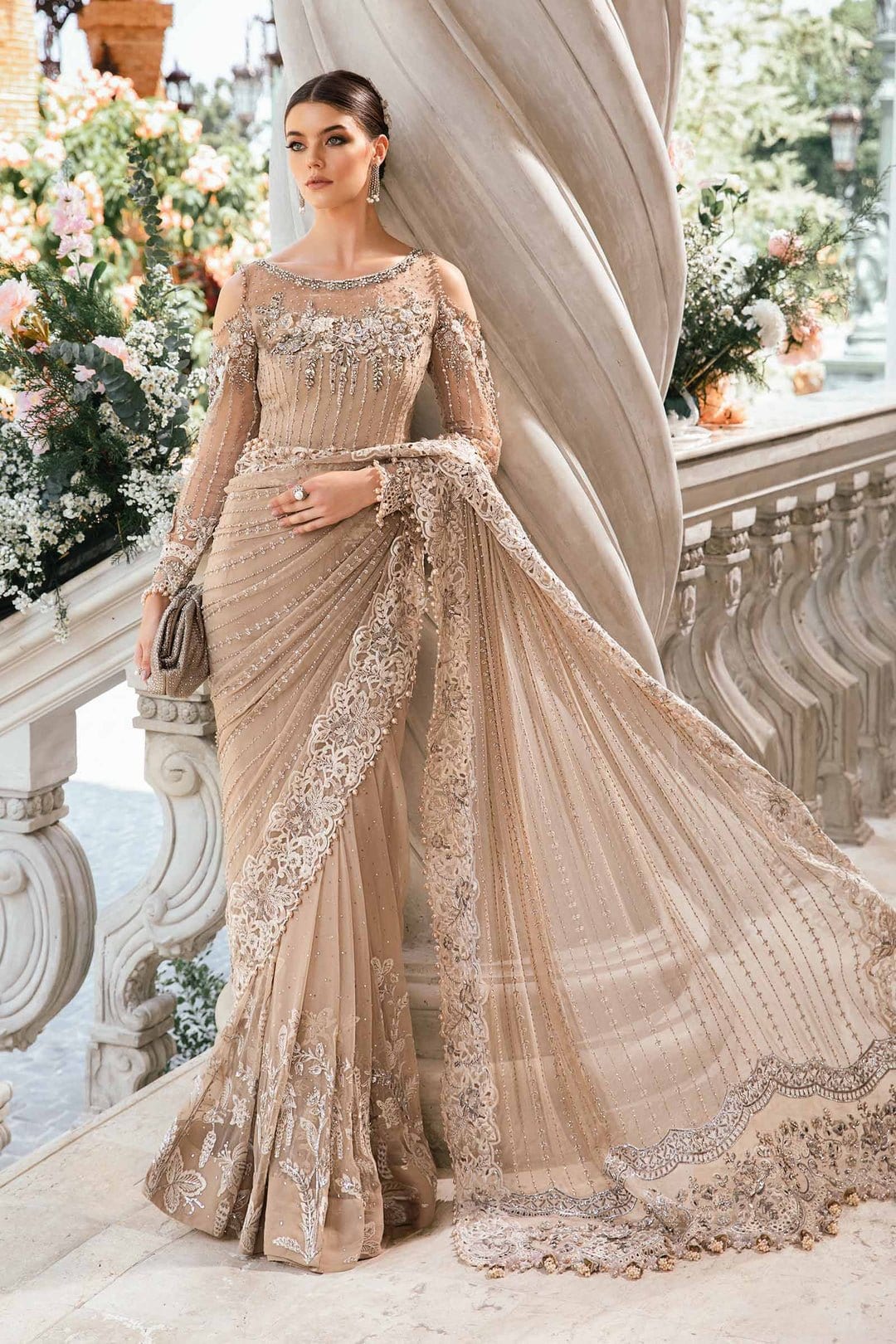 Maria B - Embroidered Saree full-length primary view