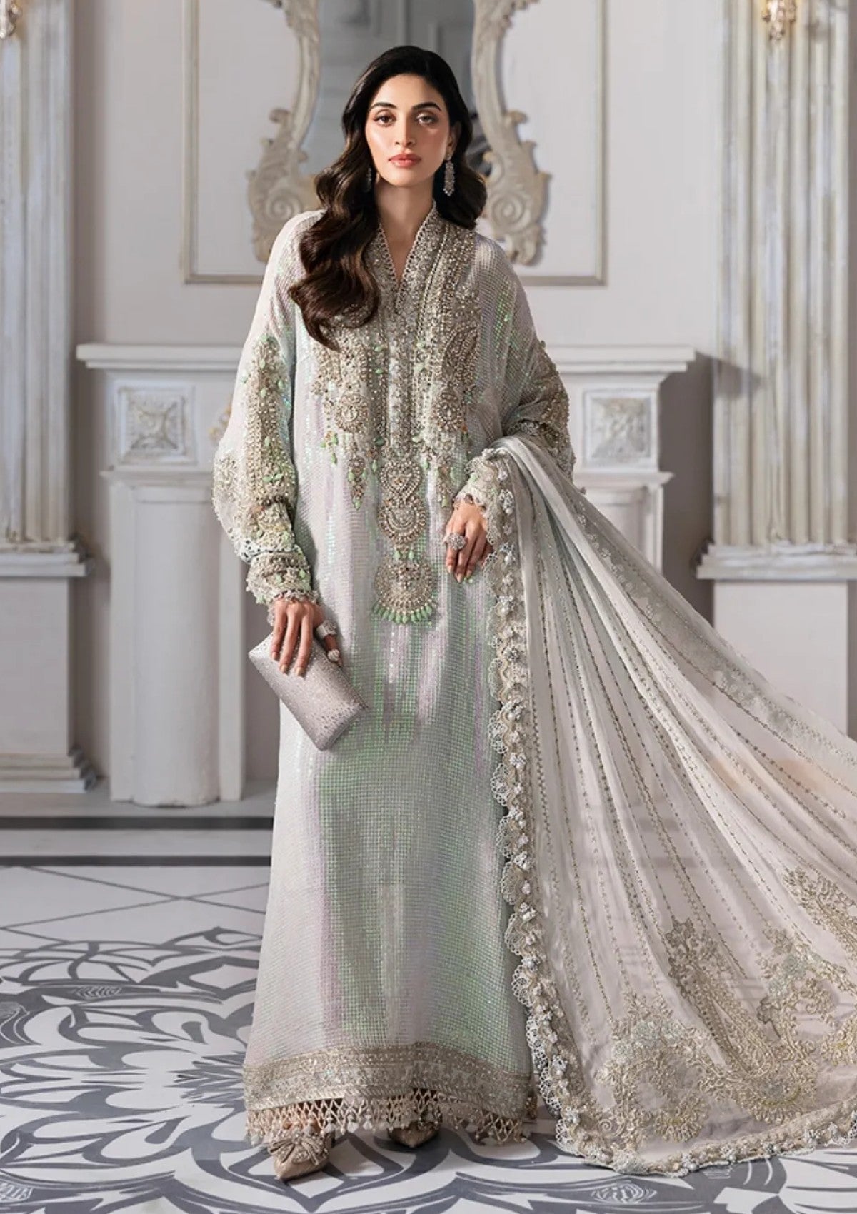 Maria.B MME-05 ice-blue formal suit full front model view