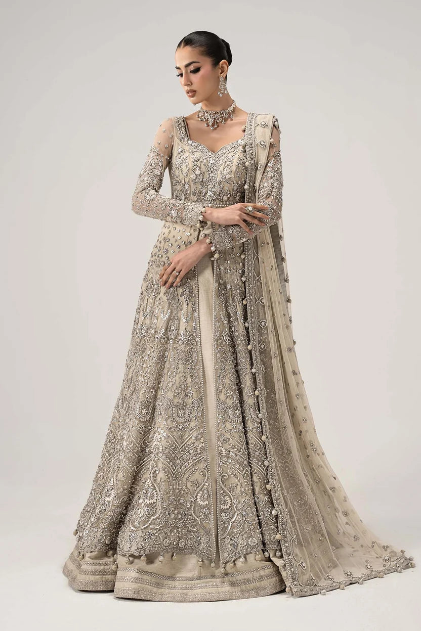 Maria.B Retro Shadmani Couture – Elaria Ivory full front model view