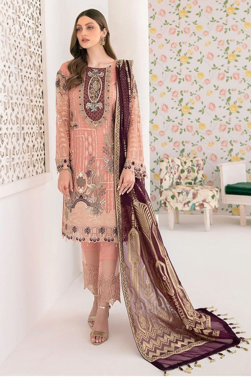 Ramsha chiffon collection M-302 full-length primary view