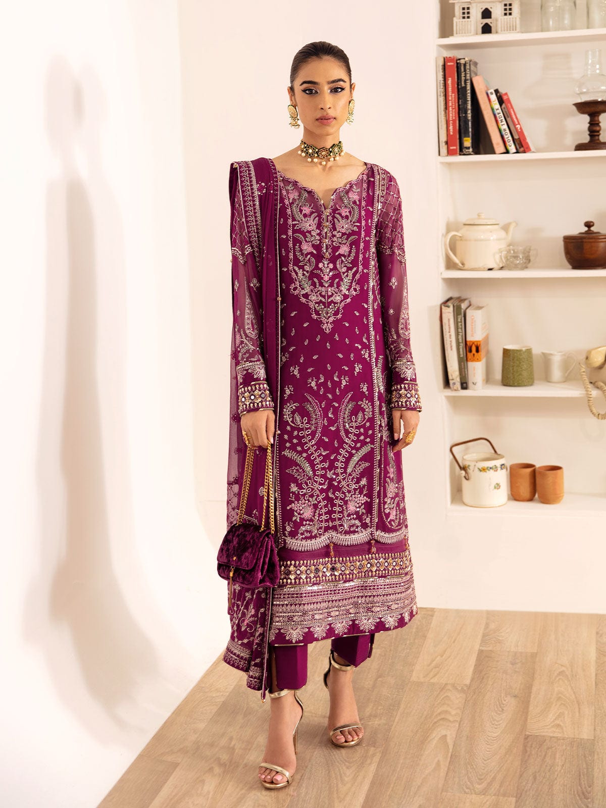 Roheen Embroidered Chiffon full-length primary view