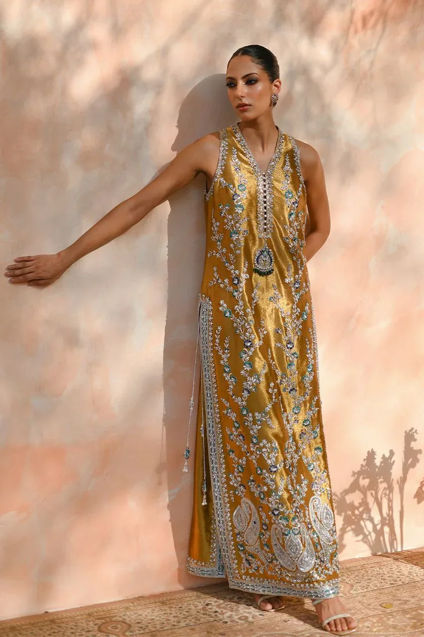Golden Olive Embroidered long-shirt - Designer-Inspired — garment photograph 1
