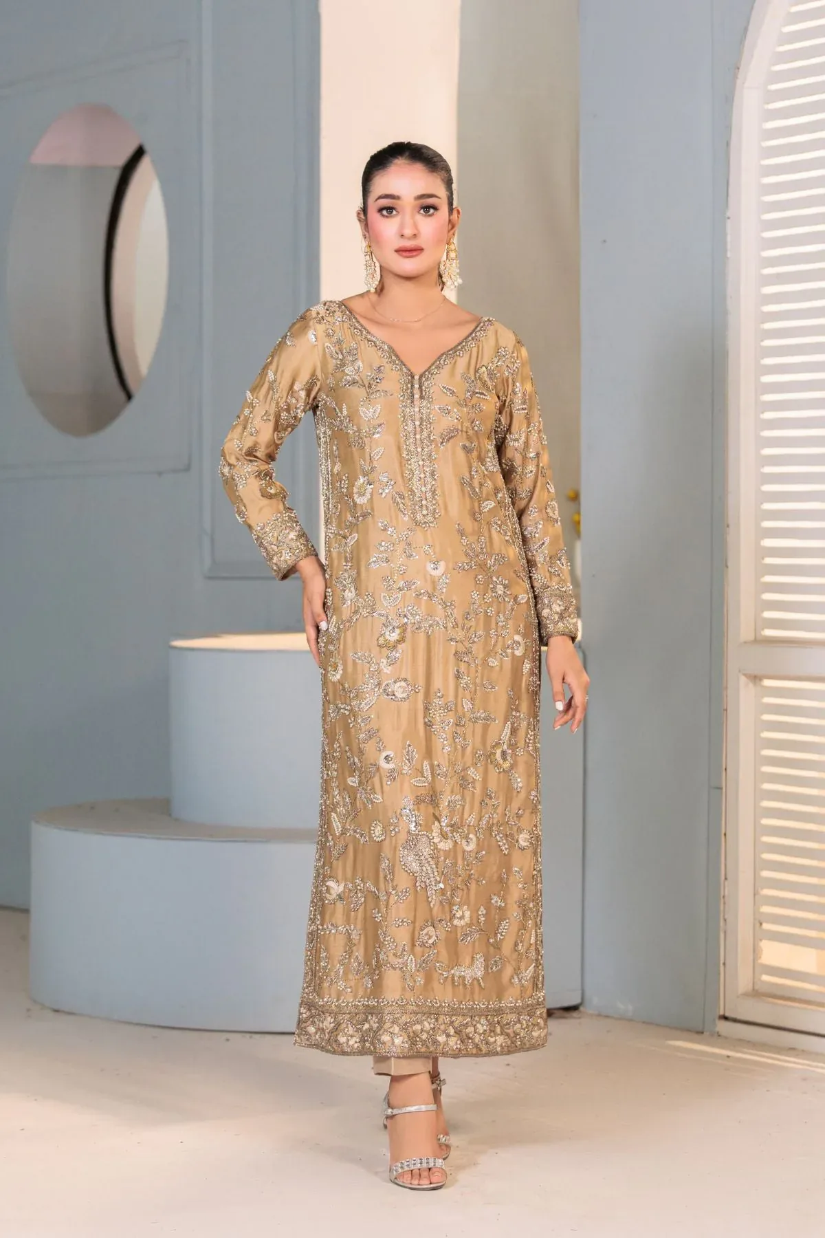 Usama Silk – Rosewater Bloom – full outfit view