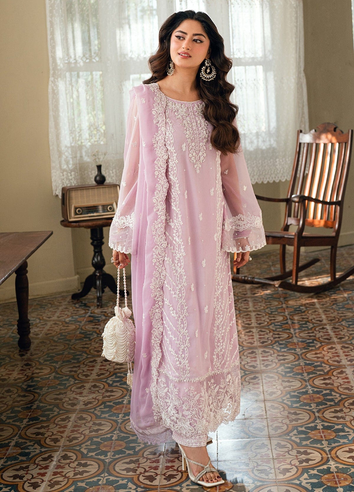 Wisteria Embroidered Chiffon full-length primary view